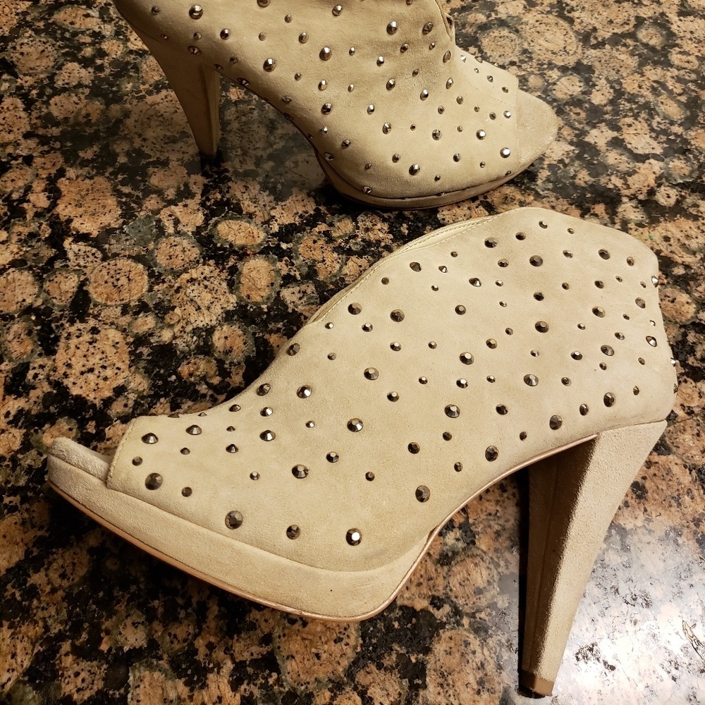 Taupe Suede Leather Heels